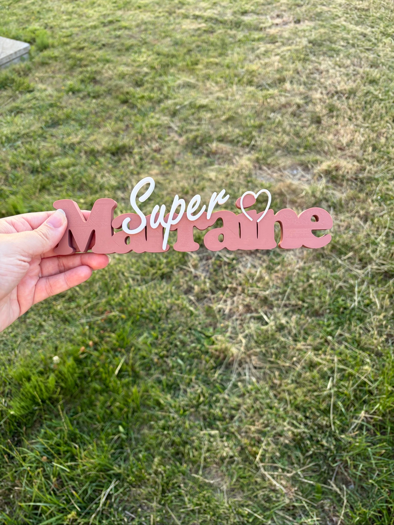 Décoration à poser "Super Marraine" – Neuve – Impression 3D